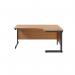 Jemini Radial Right Hand Single Upright Cantilever Desk 1600x1200x730mm Nova Oak/Black KF819738 KF819738