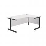 Jemini Radial Right Hand Single Upright Cantilever Desk 1600x1200x730mm White/Black KF819745 KF819745