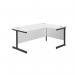 Jemini Radial Right Hand Single Upright Cantilever Desk 1600x1200x730mm White/Black KF819745 KF819745