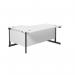 Jemini Radial Right Hand Single Upright Cantilever Desk 1600x1200x730mm White/Black KF819745 KF819745