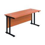 Jemini Rectangular Double Upright Cantilever Desk 1600x600mm Beech/Black KF819769 KF819769