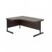 Jemini Radial Left Hand Single Upright Cantilever Desk 1800x1200x730mm Walnut/Black KF819776 KF819776