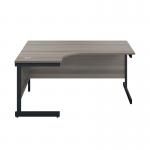 Jemini Radial Left Hand Single Upright Cantilever Desk 1800x1200x730mm Grey Oak/Black KF819783 KF819783