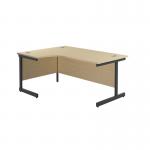 Jemini Radial Left Hand Single Upright Cantilever Desk 1800x1200x730mm Maple/Black KF819790 KF819790