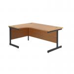 Jemini Radial Left Hand Single Upright Cantilever Desk 1800x1200x730mm Nova OakBlack KF819806 KF819806