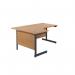 Jemini Radial Left Hand Single Upright Cantilever Desk 1800x1200x730mm Nova OakBlack KF819806 KF819806