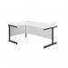 Jemini Radial Left Hand Single Upright Cantilever Desk 1800x1200x730mm White/Black KF819813 KF819813