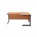 Jemini Radial Right Hand Single Upright Cantilever Desk 1800x1200x730mm Beech/Black KF819820 KF819820