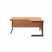 Jemini Radial Right Hand Single Upright Cantilever Desk 1800x1200x730mm BeechBlack KF819820 KF819820