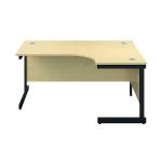 Jemini Radial Right Hand Single Upright Cantilever Desk 1800x1200x730mm Maple/Black KF819868 KF819868