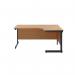 Jemini Radial Right Hand Single Upright Cantilever Desk 1800x1200x730mm Nova Oak/Black KF819875 KF819875