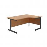 Jemini Radial Right Hand Single Upright Cantilever Desk 1800x1200x730mm Nova OakBlack KF819875 KF819875