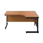 Jemini Radial Right Hand Single Upright Cantilever Desk 1800x1200x730mm Nova Oak/Black KF819875 KF819875
