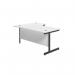 Jemini Radial Right Hand Single Upright Cantilever Desk 1800x1200x730mm White/Black KF819882 KF819882