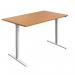 Jemini Single Motor SitStand Desk with Cable Ports 1200x800x730-1220mm Nova OakWhite KF819907 KF819907