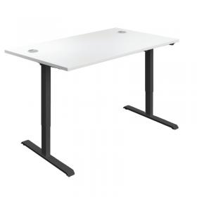 Jemini Single Motor Sit/Stand Desk with Cable Ports 1200x800x730-1220mm White/Black KF819917 KF819917