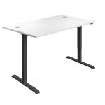 Jemini Single Motor SitStand Desk with Cable Ports 1200x800x730-1220mm WhiteBlack KF819917 KF819917