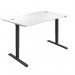 Jemini Single Motor SitStand Desk with Cable Ports 1200x800x730-1220mm WhiteBlack KF819917 KF819917