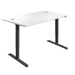 Jemini Single Motor Sit/Stand Desk with Cable Ports 1200x800x730-1220mm White/Black KF819917 KF819917