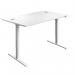 Jemini Single Motor SitStand Desk with Cable Ports 1200x800x730-1220mm WhiteWhite KF819927 KF819927