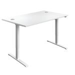 Jemini Single Motor Sit/Stand Desk with Cable Ports 1200x800x730-1220mm White/White KF819927 KF819927