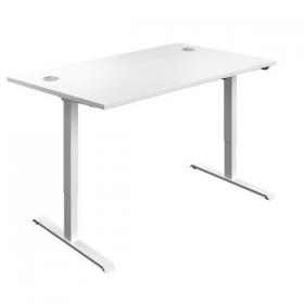 Jemini Single Motor Sit/Stand Desk with Cable Ports 1200x800x730-1220mm White/White KF819927 KF819927