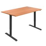 Jemini Single Motor Sit/Stand Desk with Cable Ports 1400x800x730-1220mm Beech/Black KF819937 KF819937