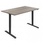 Jemini Single Motor Sit/Stand Desk with Cable Ports 1400x800x730-1220mm Grey Oak/Black KF819957 KF819957