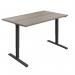 Jemini Single Motor Sit/Stand Desk with Cable Ports 1400x800x730-1220mm Grey Oak/Black KF819957 KF819957