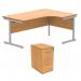 Astin Radial Right Hand SU Desk +Desk High Pedestal 1600x1200 Norwegian Beech/Silver KF820017 KF820017