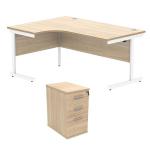 Astin Radial Left Hand SU Desk +Desk High Pedestal 1600x1200 Canadian Oak/Arctic White KF820067 KF820067