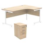 Astin Radial Right Hand SU Desk +Desk High Pedestal 1600x1200 Canadian Oak/Arctic White KF820077 KF820077