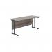 Jemini Rectangular Double Upright Cantilever Desk 1600x600mm Grey Oak/Black KF820093 KF820093