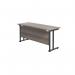 Jemini Rectangular Double Upright Cantilever Desk 1600x600mm Grey Oak/Black KF820093 KF820093