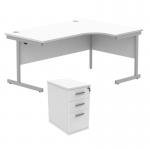 Astin Radial Right Hand SU Desk +Desk High Pedestal 1600x1200 Arctic WhiteSilver KF820097 KF820097