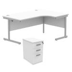 Astin Radial Right Hand SU Desk +Desk High Pedestal 1600x1200 Arctic White/Silver KF820097 KF820097