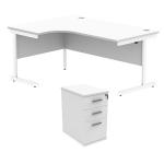 Astin Radial Left Hand SU Desk +Desk High Pedestal 1600x1200 Arctic White/Arctic White KF820107 KF820107