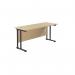 Jemini Rectangular Double Upright Cantilever Desk 1600x600mm Maple/Black KF820109 KF820109