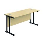 Jemini Rectangular Double Upright Cantilever Desk 1600x600mm Maple/Black KF820109 KF820109