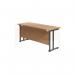 Jemini Rectangular Double Upright Cantilever Desk 1600x600mm Nova Oak/Black KF820116 KF820116