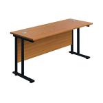 Jemini Rectangular Double Upright Cantilever Desk 1600x600mm Nova Oak/Black KF820116 KF820116