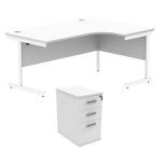 Astin Radial Right Hand SU Desk +Desk High Pedestal 1600x1200 Arctic White/Arctic White KF820117 KF820117