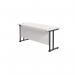 Jemini Rectangular Double Upright Cantilever Desk 1600x600mm White/Black KF820123 KF820123