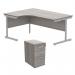 Astin Radial Left Hand SU Desk +Desk High Pedestal 1600x1200 Alaskan Grey OakSilver KF820127 KF820127