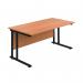 Jemini Rectangular Double Upright Cantilever Desk 1600x800mm Beech/Black KF820130 KF820130