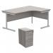 Astin Radial Right Hand SU Desk +Desk High Pedestal 1600x1200 Alaskan Grey Oak/Silver KF820137 KF820137