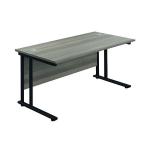 Jemini Rectangular Double Upright Cantilever Desk 1600x800mm Grey Oak/Black KF820154 KF820154