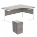 Astin Radial Right Hand SU Desk +Desk High Pedestal 1600x1200 Alaskan Grey OakArctic White KF820157 KF820157