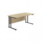 Jemini Rectangular Double Upright Cantilever Desk 1600x800mm Maple/Black KF820161 KF820161