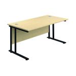 Jemini Rectangular Double Upright Cantilever Desk 1600x800mm Maple/Black KF820161 KF820161